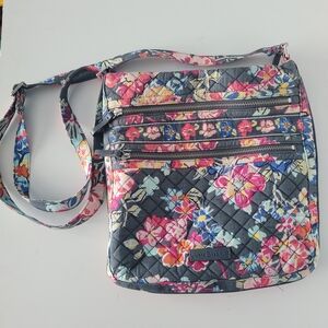 Vera Bradley Floral Quilted Crossbody Bag - Pink and Blue